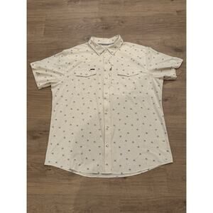 Poncho Shirt Mens XXL Slim Fit The Llano Floral Short Sleeve Vented Pearl Snap